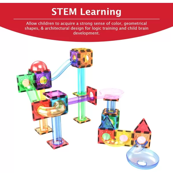 PicassoTiles Magnet Marble Run Tiles Pete The Cat Themed Character Marbles for Magnetic Building Block Construction Tile Maze Structures STEM Learning Pretend Play Fun Toys Girls Boys Ages 3 PTG02PTG70