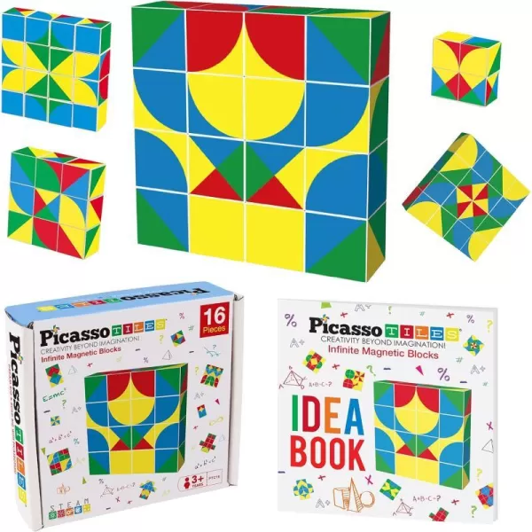 Picasso Cubes 20 pcs Magnetic Cube Puzzle 6in1 Vehicle Theme Pattern Magnet Brain Teaser Cubes Building Block 120 Pictures Toy Set Kids Ages 3  Up Preschool Children Promotes Problem PMC24Geo2 16PC