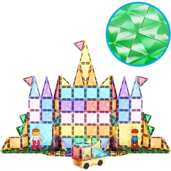 PicassoTiles 71pc Mini Diamond Series Winter Ice Theme Magnetic Tile Building Blocks 2 Character Action Figures Travel Size OnTheGo Magnet Construction Toy Set STEM Development Kit Ages 3 PTM71120pc