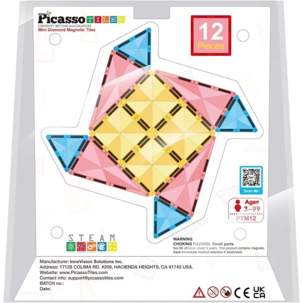 PicassoTiles 71pc Mini Diamond Series Winter Ice Theme Magnetic Tile Building Blocks 2 Character Action Figures Travel Size OnTheGo Magnet Construction Toy Set STEM Development Kit Ages 3 PTM7112pc
