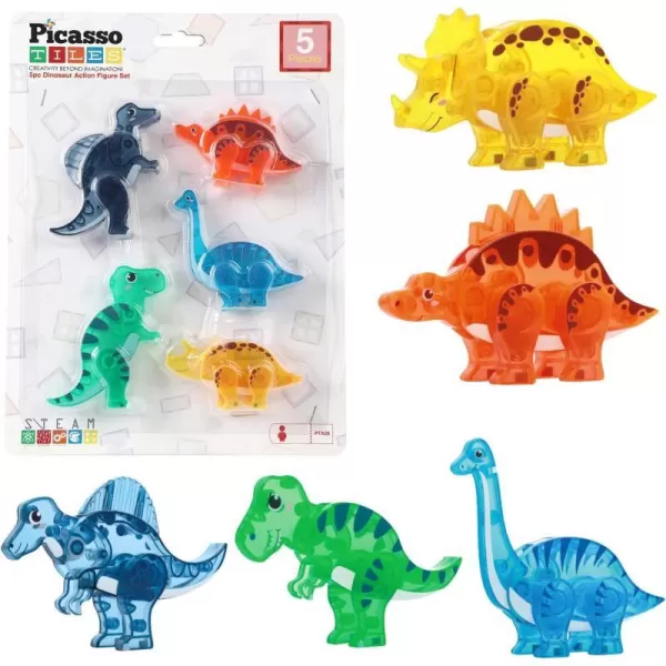 PicassoTiles 8pc Magnet Tile Building Blocks 8 Marine Animal Action Figures Compatible Magnetic Accessory Playset Tiles Kids Toys STEM Educational Learning Preschool Toddler Girls Boys Age 3 PTA25MixMatch5