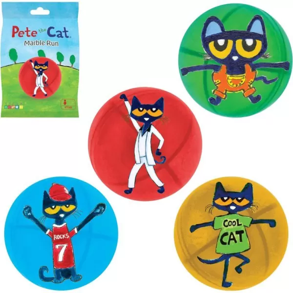 PicassoTiles Magnet Marble Run Tiles Pete The Cat Themed Character Marbles for Magnetic Building Block Construction Tile Maze Structures STEM Learning Pretend Play Fun Toys Girls Boys Ages 3 PTG02Pete the Cat 4PC