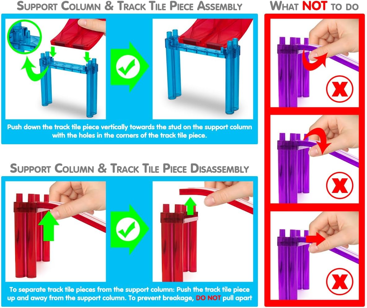 PicassoTiles 100 PCs Race Car Track Set Magnetic Toy Building Block with 2 LED Cars with Height Adjustable Roads Signs Education STEM Building Kit Learning Construction Fun for Boys amp Girls Ages 3PTR128