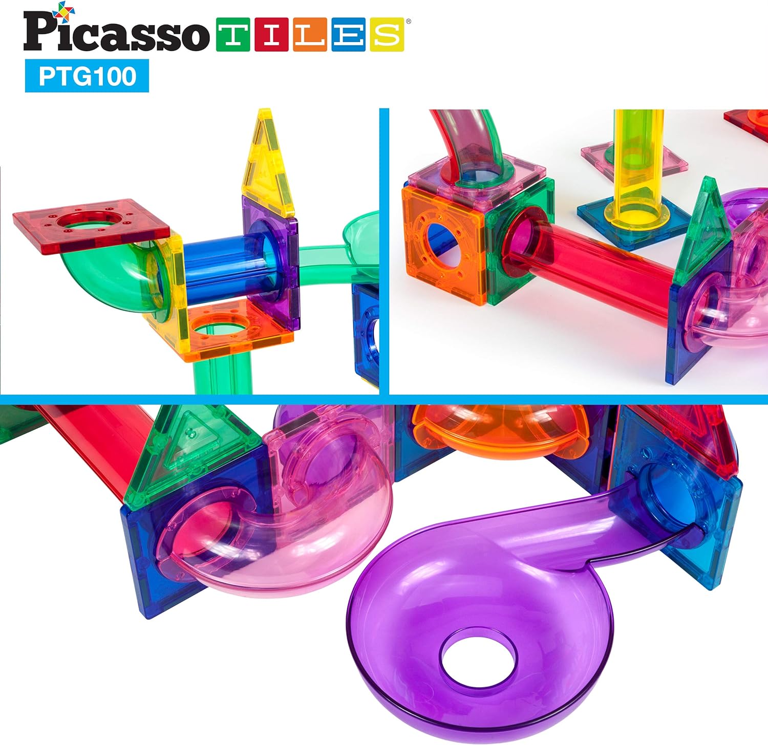 PicassoTiles 100PC Marble Run Race Track  Carry Case Bundle STEAM Educational Playset for Kids Includes Travel Storage Organizer  Fun Learning Construction Toy Creative Design Sensory DevelopmentPicassoTiles 100PC Marble Run Race Track  Carry Case Bundle STEAM Educational Playset for Kids Includes Travel Storage Organizer  Fun Learning Construction Toy Creative Design Sensory Development