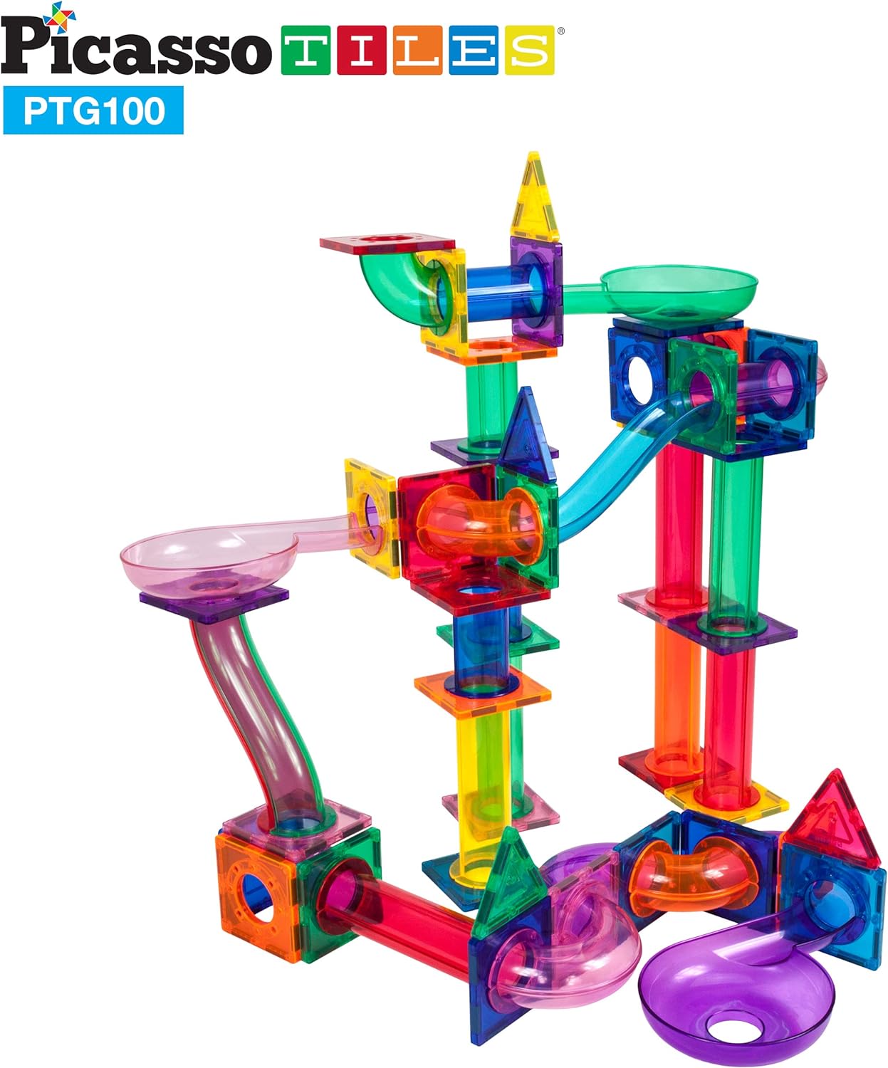 PicassoTiles 100PC Marble Run Race Track  Carry Case Bundle STEAM Educational Playset for Kids Includes Travel Storage Organizer  Fun Learning Construction Toy Creative Design Sensory DevelopmentPicassoTiles 100PC Marble Run Race Track  Carry Case Bundle STEAM Educational Playset for Kids Includes Travel Storage Organizer  Fun Learning Construction Toy Creative Design Sensory Development