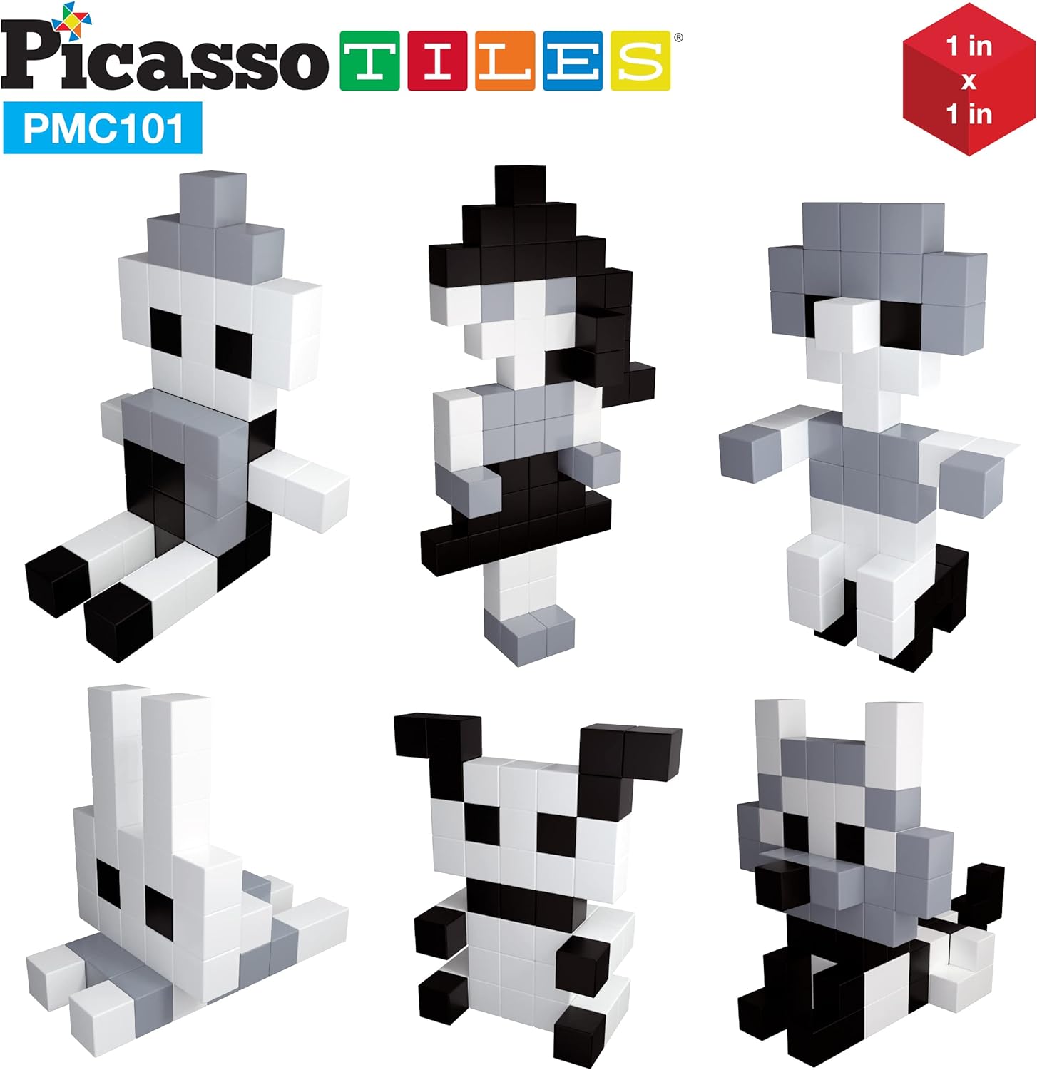 PicassoTiles 101pc Magnetic Puzzle Cubes  Toys Carrying Case Black and White Magnet Block Free Ideabook with 53 Ideas Magnetic Tiles Construction Block Travel Bag Waterproof Storage Organizer BoxPicassoTiles 101pc Magnetic Puzzle Cubes  Toys Carrying Case Black and White Magnet Block Free Ideabook with 53 Ideas Magnetic Tiles Construction Block Travel Bag Waterproof Storage Organizer Box
