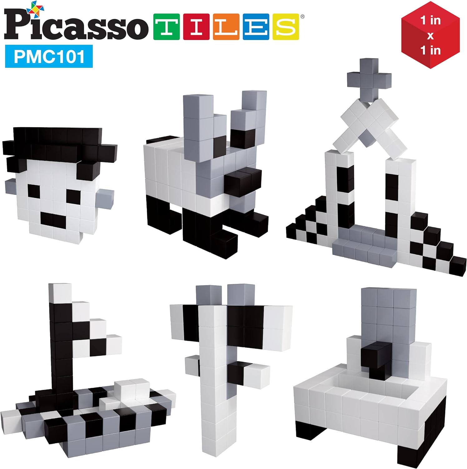 PicassoTiles 101pc Magnetic Puzzle Cubes  Toys Carrying Case Black and White Magnet Block Free Ideabook with 53 Ideas Magnetic Tiles Construction Block Travel Bag Waterproof Storage Organizer BoxPicassoTiles 101pc Magnetic Puzzle Cubes  Toys Carrying Case Black and White Magnet Block Free Ideabook with 53 Ideas Magnetic Tiles Construction Block Travel Bag Waterproof Storage Organizer Box