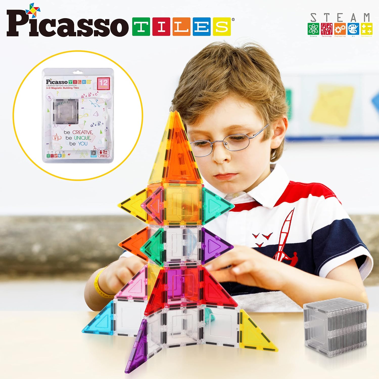 PicassoTiles 12 Pieces Clear Transparent Magnetic Building Tiles Blocks Expansion Construction Set Magnets STEM Learning Kit Educational Toys Preschool Toddler Children Boys and Girls Ages 3 YearsPicassoTiles 12 Pieces Clear Transparent Magnetic Building Tiles Blocks Expansion Construction Set Magnets STEM Learning Kit Educational Toys Preschool Toddler Children Boys and Girls Ages 3 Years