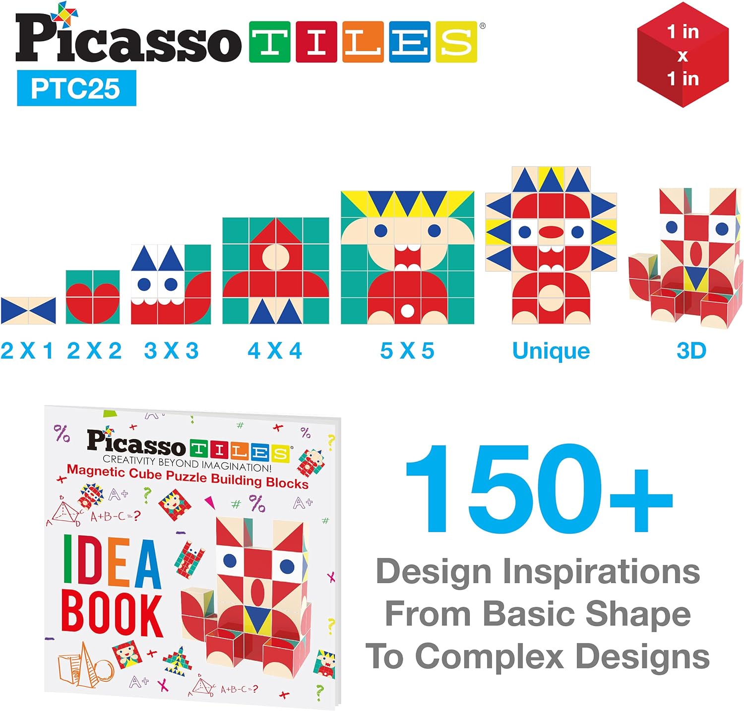 PicassoTiles 25PC Magnetic Puzzle Cube  60pc Magnetic Tiles Building Block Magnet Learning Stem Preschool Educational Montessori Sensory Toys for Kids Boys Girls Toddlers Imagination InspirationalPicassoTiles 25PC Magnetic Puzzle Cube  60pc Magnetic Tiles Building Block Magnet Learning Stem Preschool Educational Montessori Sensory Toys for Kids Boys Girls Toddlers Imagination Inspirational