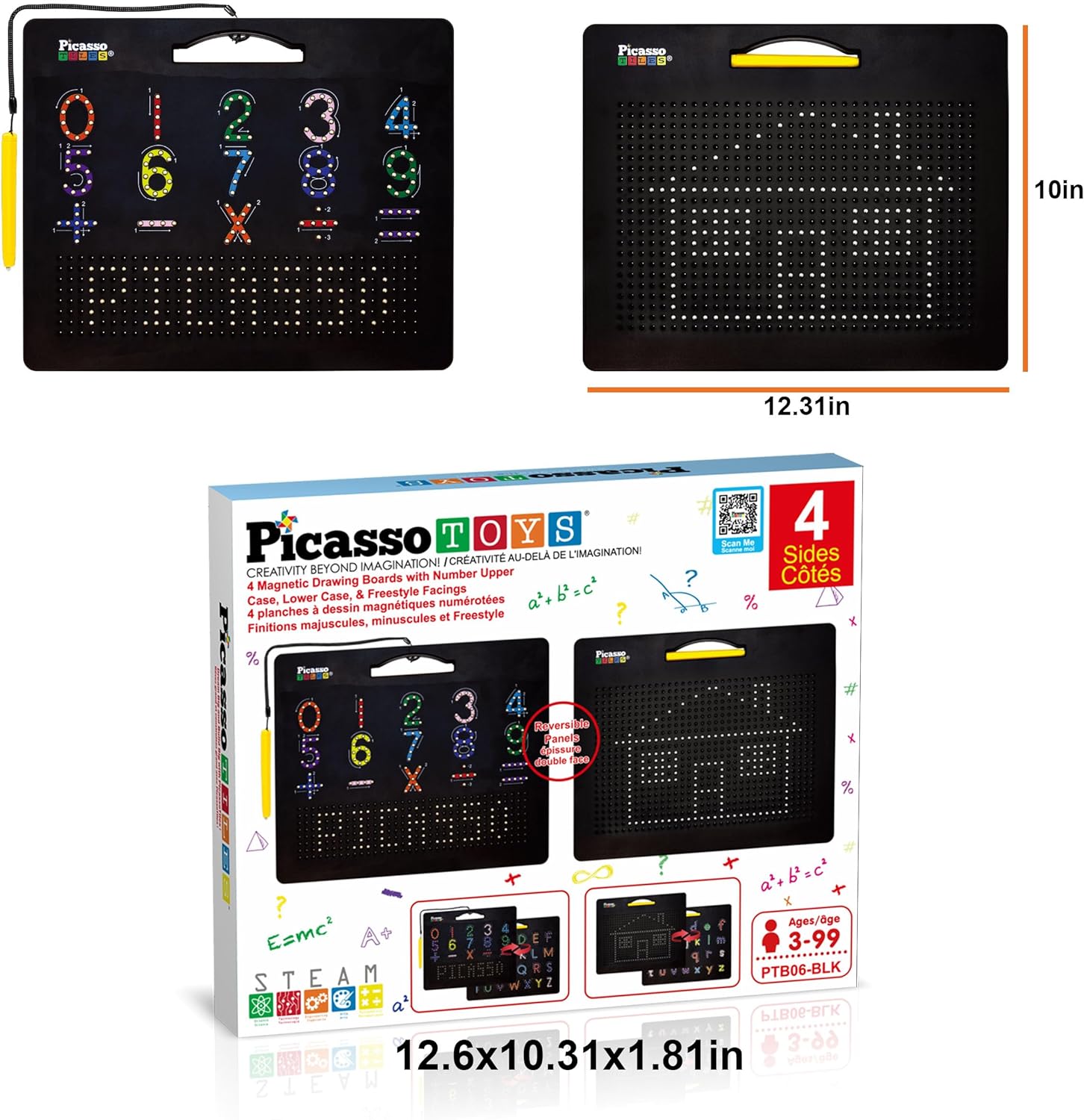PicassoTiles 2PK 4in1 Magnetic Drawing Board 12x10 inch Large Magnet Tablet Pad with 4 Facings Lowercase amp Uppercase Alphabets Numbers amp Freestyle STEM Learning Writing Reading Playboard PTB06PicassoTiles 2PK 4in1 Magnetic Drawing Board 12x10 inch Large Magnet Tablet Pad with 4 Facings Lowercase amp Uppercase Alphabets Numbers amp Freestyle STEM Learning Writing Reading Playboard PTB06