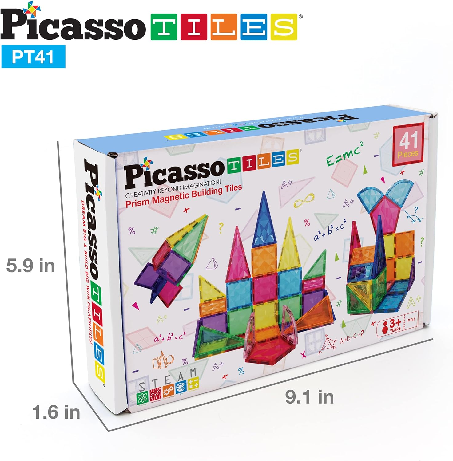 PicassoTiles 41 Piece Magnetic Tiles Building Block Construction Toy Set Prism Magnet Tile Blocks STEM STEAM Learning Kit Early Education Builder Playset Toys for Children Toddler Boy Girl Age 3 PT41PicassoTiles 41 Piece Magnetic Tiles Building Block Construction Toy Set Prism Magnet Tile Blocks STEM STEAM Learning Kit Early Education Builder Playset Toys for Children Toddler Boy Girl Age 3 PT41