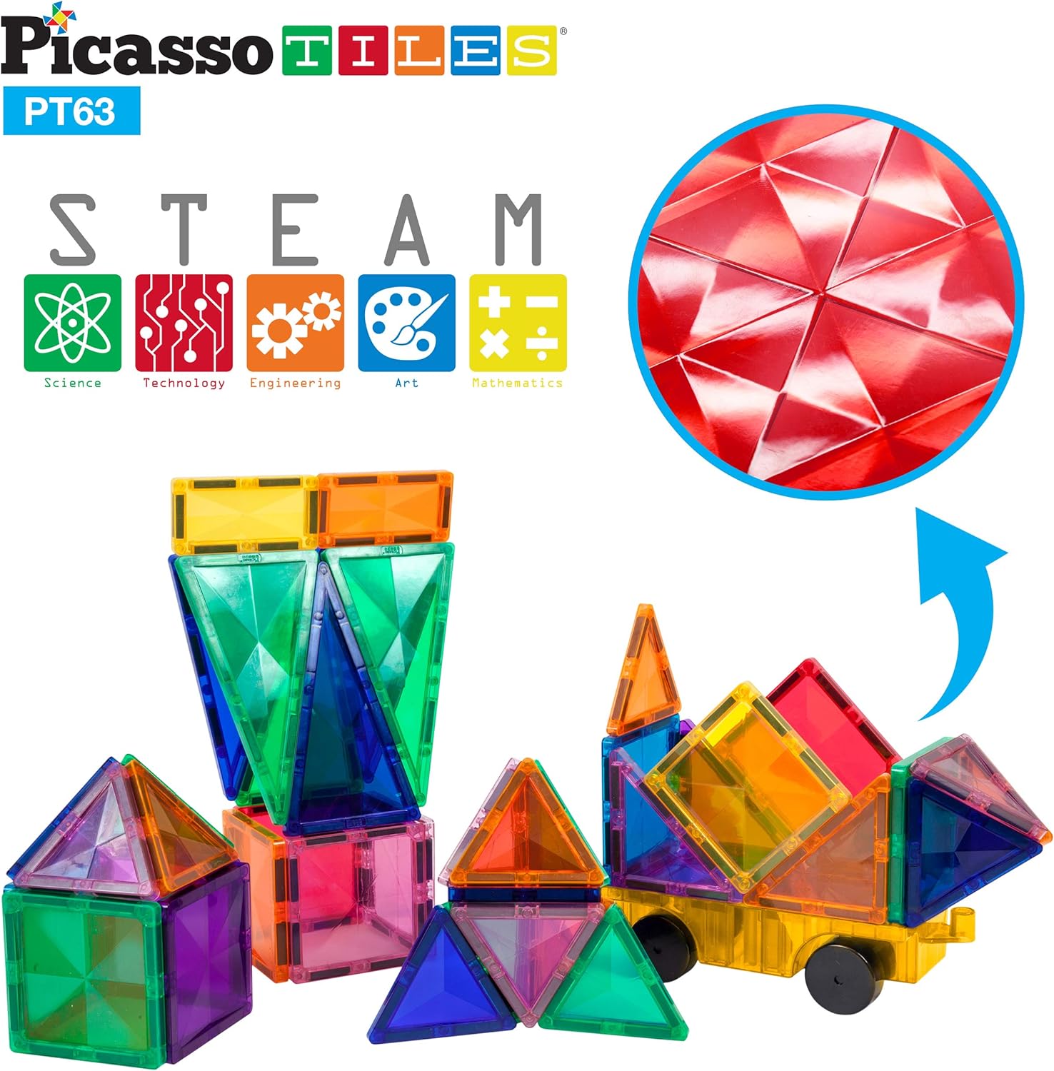 PicassoTiles 63pc Diamond Magnet Tile  4 Family Action Figures Magnetic Building Block Construction Toy Set with Car Truck Magnet Expansion Pack Educational Addon STEM Learning Kit Pretend PlaysetPicassoTiles 63pc Diamond Magnet Tile  4 Family Action Figures Magnetic Building Block Construction Toy Set with Car Truck Magnet Expansion Pack Educational Addon STEM Learning Kit Pretend Playset