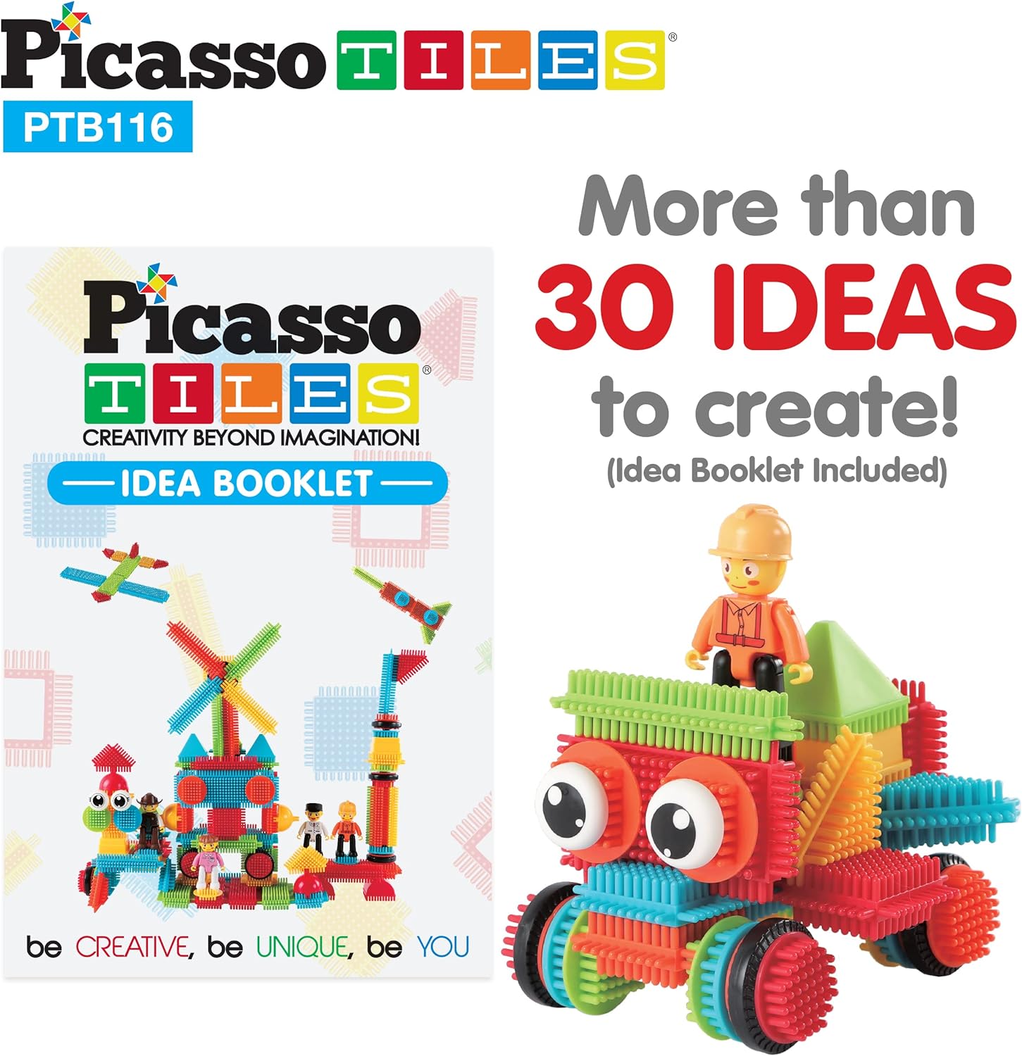 PicassoTiles Bristle Shape Building Blocks Tiles Set 112pcs116pcs with Idea Book 4 Action Figure Characters 4 Decorative Eyes STEM STEAM Learning Kit Playset Dish Washer Safe for Boys Girls 3PicassoTiles Bristle Shape Building Blocks Tiles Set 112pcs116pcs with Idea Book 4 Action Figure Characters 4 Decorative Eyes STEM STEAM Learning Kit Playset Dish Washer Safe for Boys Girls 3