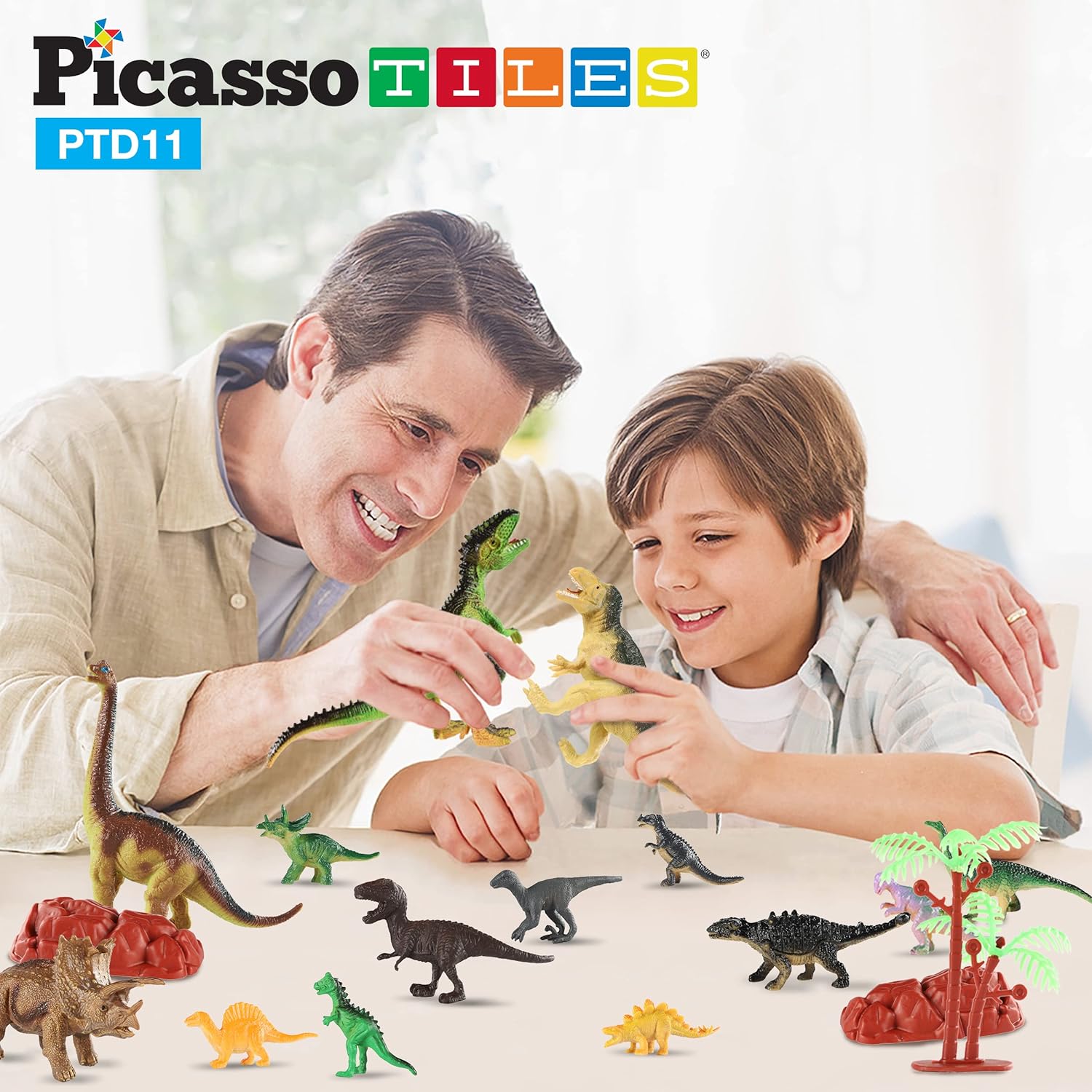 PicassoTiles Dinosaur Play Mat Toys 32pc Dino Playset STEM Activity Learning Kit STEAM Toy with Educational Book 21 Action Figures TRex Triceratops Velociraptor Trees Rocks for Kids 3 PTD11PicassoTiles Dinosaur Play Mat Toys 32pc Dino Playset STEM Activity Learning Kit STEAM Toy with Educational Book 21 Action Figures TRex Triceratops Velociraptor Trees Rocks for Kids 3 PTD11