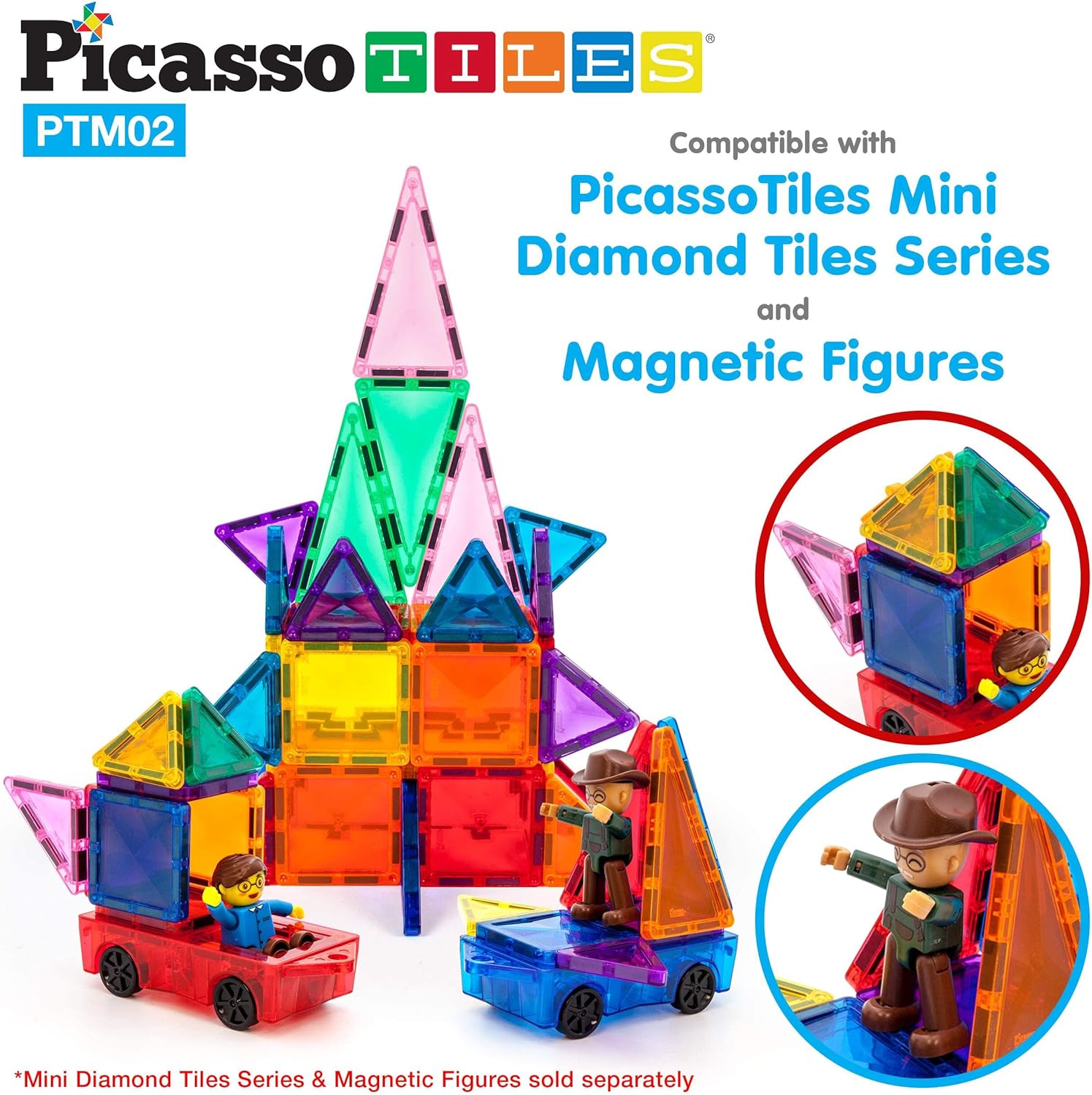 PicassoTiles Family Action Figures  2 pcs Magnetic Car Truck Set Expansion Pack Educational Addon STEM Learning Kit Toddler Construction Mini Magnet Tiles Building Blocks Addons Playset DevelopmentPicassoTiles Family Action Figures  2 pcs Magnetic Car Truck Set Expansion Pack Educational Addon STEM Learning Kit Toddler Construction Mini Magnet Tiles Building Blocks Addons Playset Development