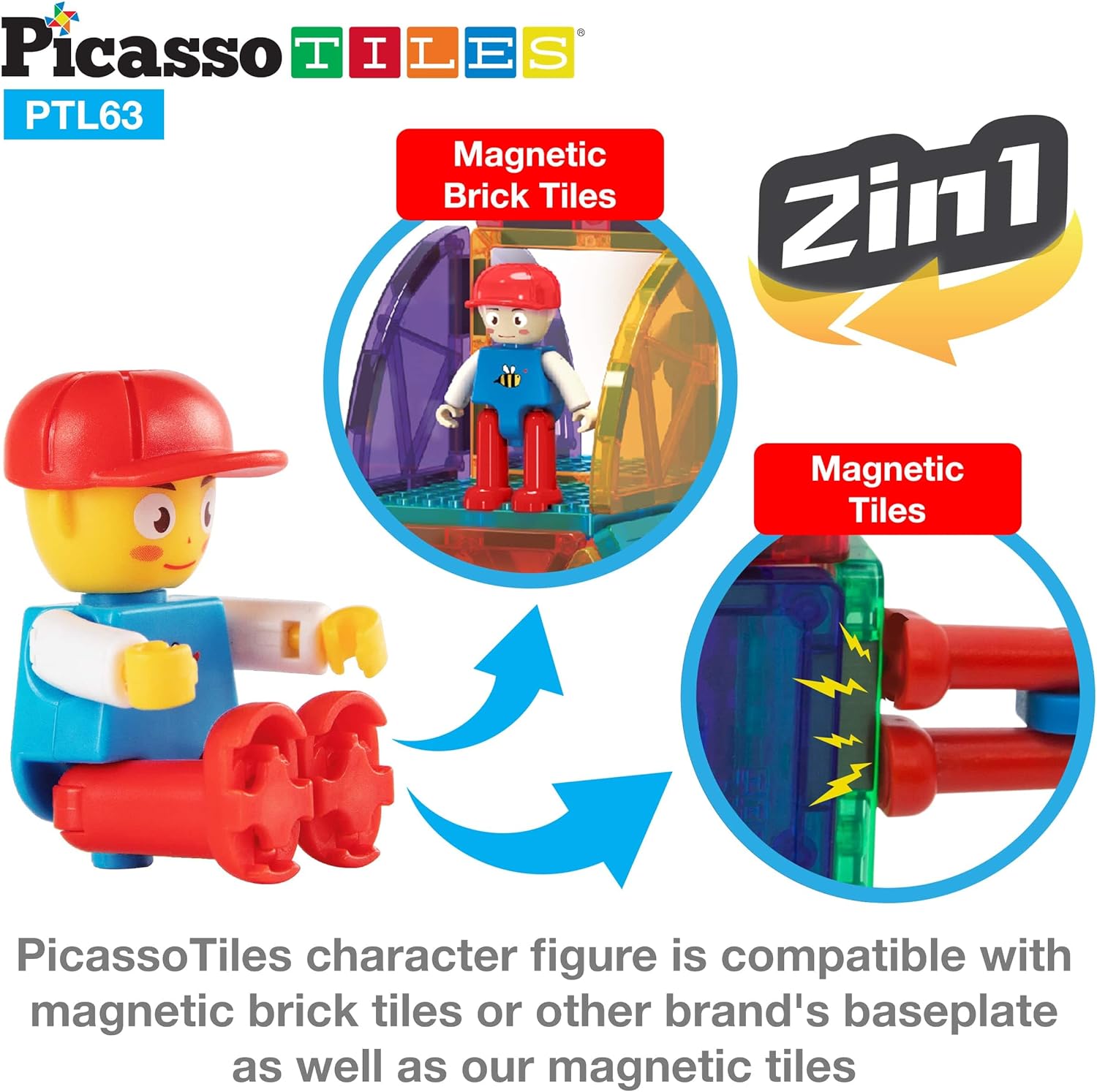 PicassoTiles Inflatable Bouncer House  Magnetic Building Block Jump Slide Dunk Playhouse wBasketball Rim 4 Sports Balls 2 Character Figures 9 Tile Styles STEM Learning Magnets Playset Age 3PicassoTiles Inflatable Bouncer House  Magnetic Building Block Jump Slide Dunk Playhouse wBasketball Rim 4 Sports Balls 2 Character Figures 9 Tile Styles STEM Learning Magnets Playset Age 3