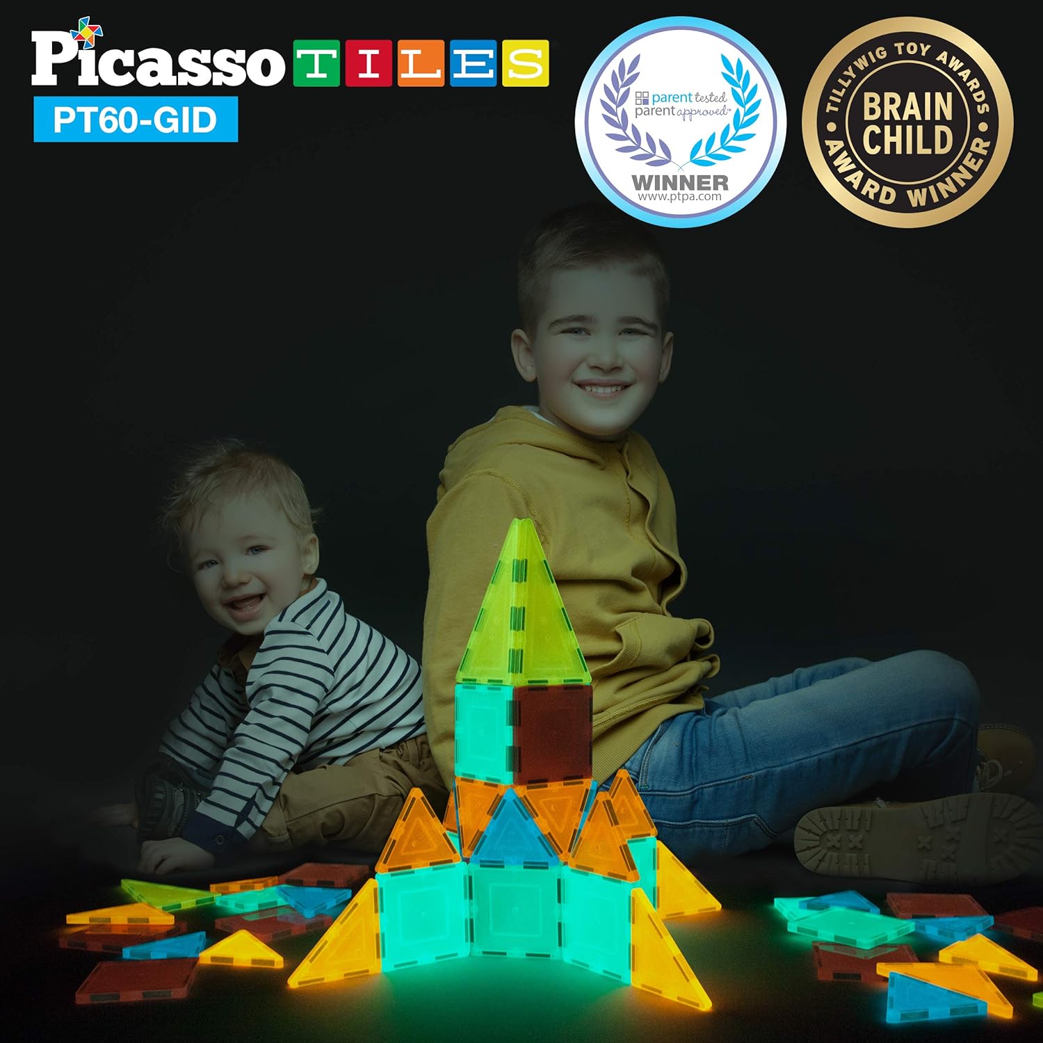 PicassoTiles Kids Toy Building Block Set Glow in The Dark Children Construction Kit Magnet Tiles Magnetic STEM Interlocking Playboard Educational Learning Stacking Blocks Child Brain Development PT60PicassoTiles Kids Toy Building Block Set Glow in The Dark Children Construction Kit Magnet Tiles Magnetic STEM Interlocking Playboard Educational Learning Stacking Blocks Child Brain Development PT60