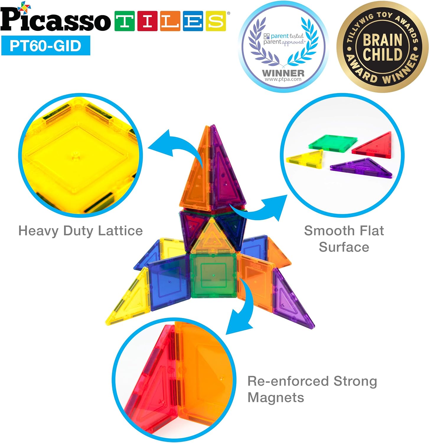 PicassoTiles Kids Toy Building Block Set Glow in The Dark Children Construction Kit Magnet Tiles Magnetic STEM Interlocking Playboard Educational Learning Stacking Blocks Child Brain Development PT60PicassoTiles Kids Toy Building Block Set Glow in The Dark Children Construction Kit Magnet Tiles Magnetic STEM Interlocking Playboard Educational Learning Stacking Blocks Child Brain Development PT60