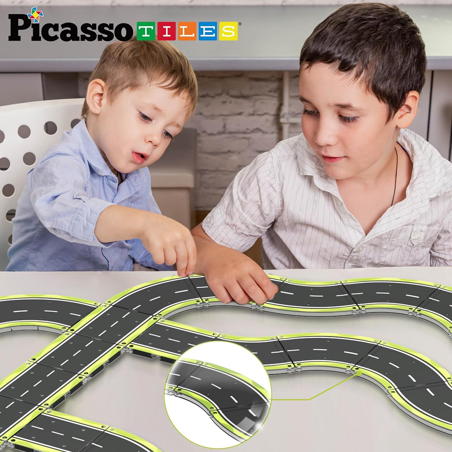 PicassoTiles Magnet Tile Car Track Adventure Theme Printed Street Road Runway Speedway Highway Magnetic Building Tiles Block Construction Pretend Play Playset STEM Education Learning Kit Kids 3 PTE16PicassoTiles Magnet Tile Car Track Adventure Theme Printed Street Road Runway Speedway Highway Magnetic Building Tiles Block Construction Pretend Play Playset STEM Education Learning Kit Kids 3 PTE16