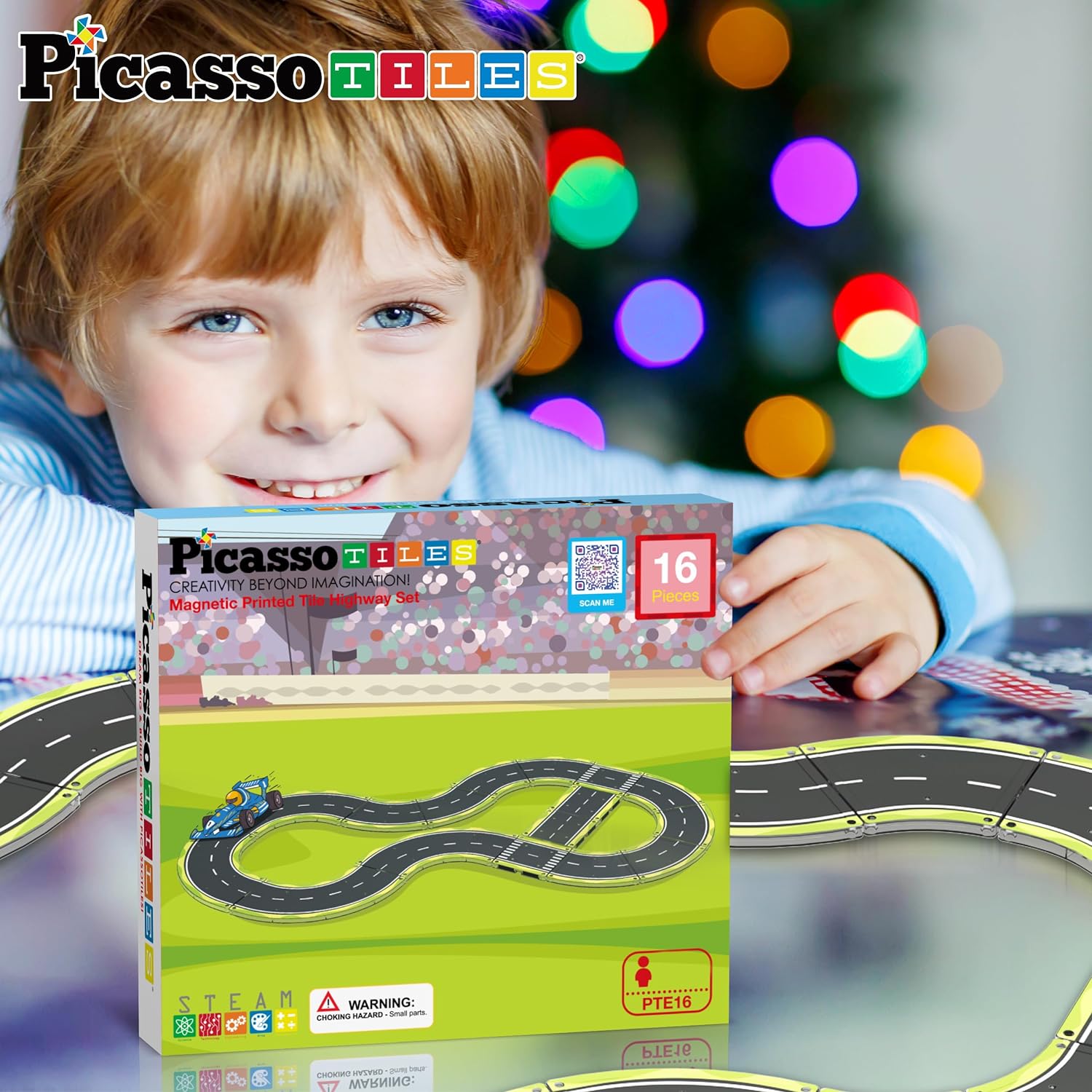 PicassoTiles Magnet Tile Car Track Adventure Theme Printed Street Road Runway Speedway Highway Magnetic Building Tiles Block Construction Pretend Play Playset STEM Education Learning Kit Kids 3 PTE16PicassoTiles Magnet Tile Car Track Adventure Theme Printed Street Road Runway Speedway Highway Magnetic Building Tiles Block Construction Pretend Play Playset STEM Education Learning Kit Kids 3 PTE16