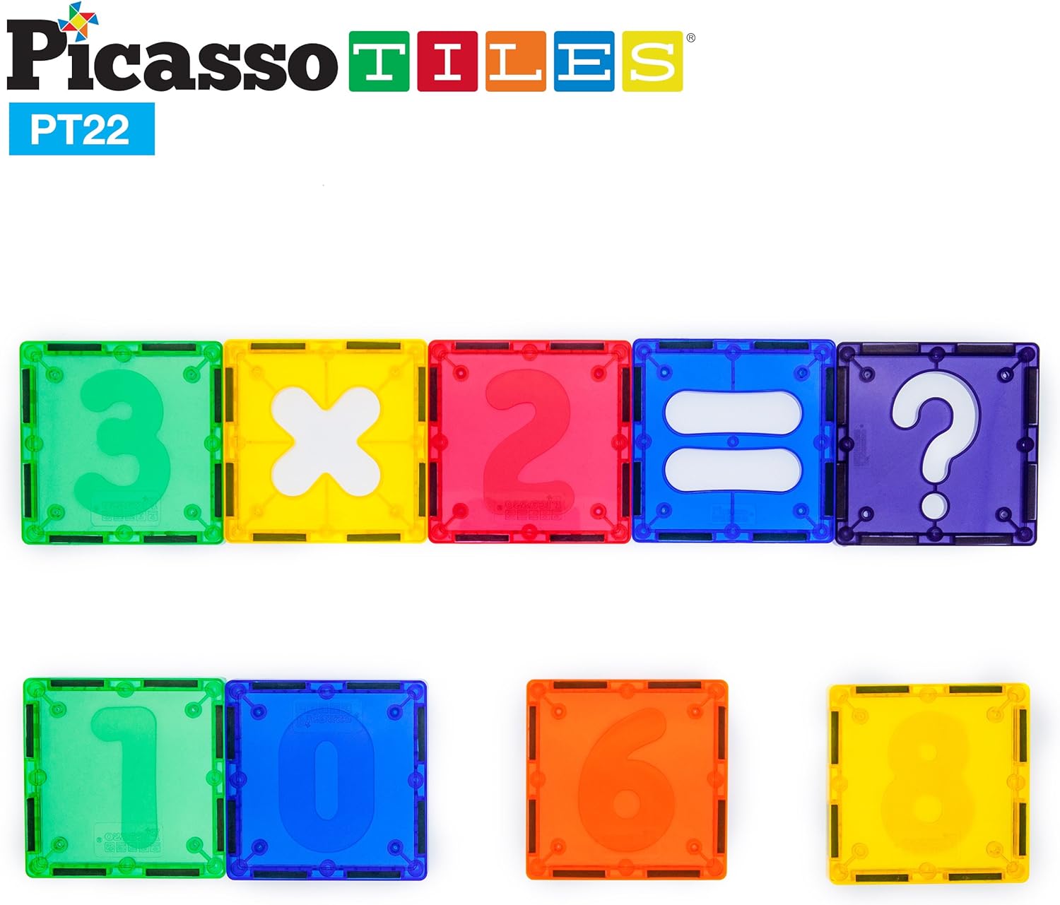PicassoTiles PT22 Magnetic Building Blocks 22pc Numerical Magnet Tiles Educational Kit Toy Set 3D Clear Color Stacking Block STEM Playboard Novelty Game wNumbers Roman Numerals and Math SymbolsPicassoTiles PT22 Magnetic Building Blocks 22pc Numerical Magnet Tiles Educational Kit Toy Set 3D Clear Color Stacking Block STEM Playboard Novelty Game wNumbers Roman Numerals and Math Symbols