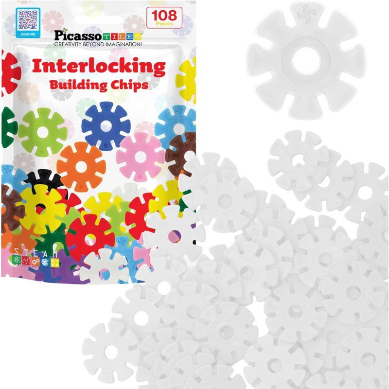 PicassoTiles Building Chip Interlocking Disc Construction Blocks in White Color STEM Learning Early Education Toy Engineering Playset Child Brain Development for Toddlers Girls Boys Kids Age 3 PTF108PicassoTiles Building Chip Interlocking Disc Construction Blocks in White Color STEM Learning Early Education Toy Engineering Playset Child Brain Development for Toddlers Girls Boys Kids Age 3 PTF108