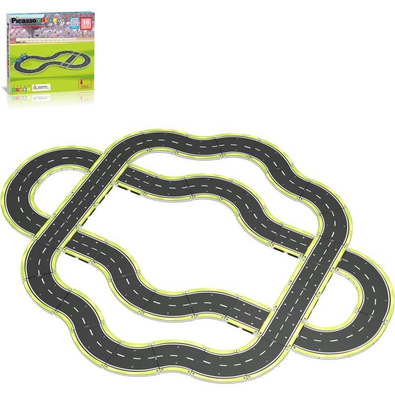 PicassoTiles Magnet Tile Car Track Adventure Theme Printed Street Road Runway Speedway Highway Magnetic Building Tiles Block Construction Pretend Play Playset STEM Education Learning Kit Kids 3 PTE16PicassoTiles Magnet Tile Car Track Adventure Theme Printed Street Road Runway Speedway Highway Magnetic Building Tiles Block Construction Pretend Play Playset STEM Education Learning Kit Kids 3 PTE16