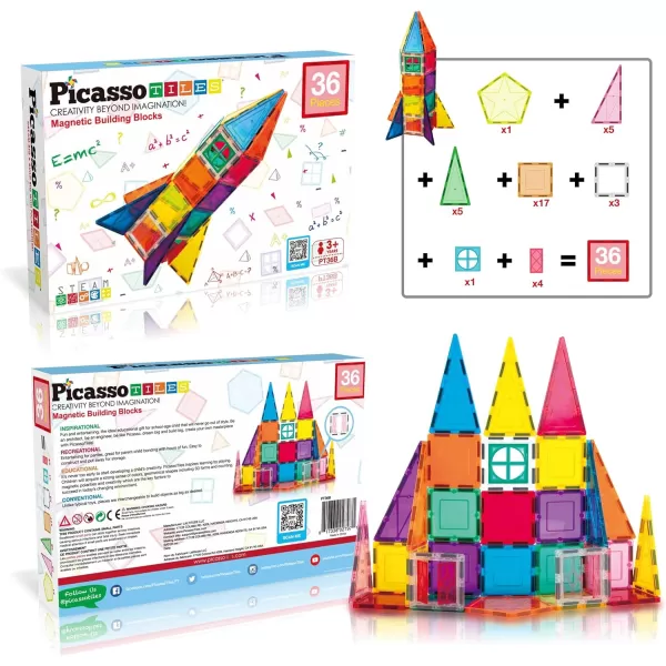 Magnetic Tile Rocket Set 36 Piece Construction Toy PicassoTiles Magnet Building Block Engineering STEM Learning Playset Child Brain Development Stacking Kit Window Door Playboard for All Ages 3 and UpMagnetic Tile Rocket Set 36 Piece Construction Toy PicassoTiles Magnet Building Block Engineering STEM Learning Playset Child Brain Development Stacking Kit Window Door Playboard for All Ages 3 and Up