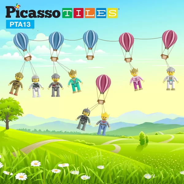 Picasso Toys Magnetic Figures 4 Piece Ninja Character Action Building Block Tiles Toddler Toy Set Magnet Expansion Pack Ages 3 and up Educational STEM Learning Kit Pretend Playset Construction PTA14Medieval King and Knights