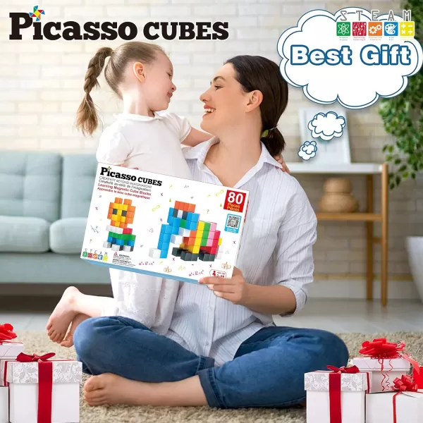 PicassoTiles 05 Pixel Magnetic Puzzle Cube 100 Piece Mix amp Match Cubes Sensory Toys STEAM Education Learning Building Block Magnets Children Construction Toy Set Stacking Magnet Creative Kit PMC100PMC302