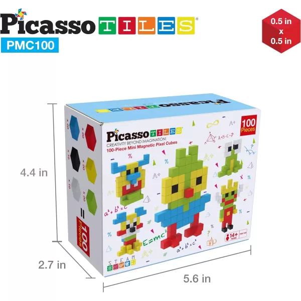 PicassoTiles 05 Pixel Magnetic Puzzle Cube 100 Piece Mix amp Match Cubes Sensory Toys STEAM Education Learning Building Block Magnets Children Construction Toy Set Stacking Magnet Creative Kit PMC100PMC100