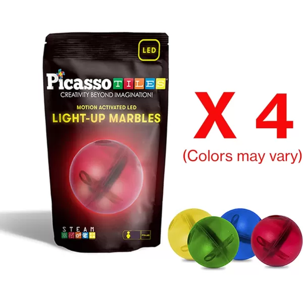 PicassoTiles 100PC Marble Run Race Track  4PC LED LightUp Glow in The Dark Translucent Balls STEAM Educational Playset for Kids  Fun Learning Construction Toy Creative Design Sensory DevelopmentPicassoTiles 100PC Marble Run Race Track  4PC LED LightUp Glow in The Dark Translucent Balls STEAM Educational Playset for Kids  Fun Learning Construction Toy Creative Design Sensory Development