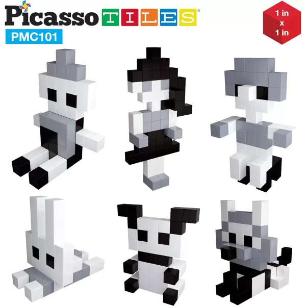 PicassoTiles 101pc Magnetic Puzzle Cubes  Toys Carrying Case Black and White Magnet Block Free Ideabook with 53 Ideas Magnetic Tiles Construction Block Travel Bag Waterproof Storage Organizer BoxPicassoTiles 101pc Magnetic Puzzle Cubes  Toys Carrying Case Black and White Magnet Block Free Ideabook with 53 Ideas Magnetic Tiles Construction Block Travel Bag Waterproof Storage Organizer Box