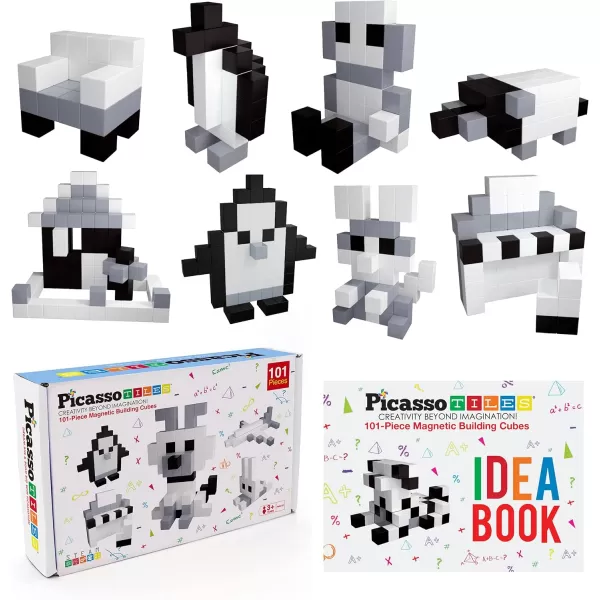 PicassoTiles 101pc Magnetic Puzzle Cubes  Toys Carrying Case Black and White Magnet Block Free Ideabook with 53 Ideas Magnetic Tiles Construction Block Travel Bag Waterproof Storage Organizer BoxPicassoTiles 101pc Magnetic Puzzle Cubes  Toys Carrying Case Black and White Magnet Block Free Ideabook with 53 Ideas Magnetic Tiles Construction Block Travel Bag Waterproof Storage Organizer Box