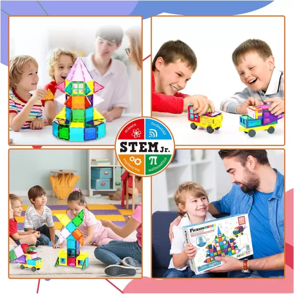 PicassoTiles 101pc Magnetic Tile Building Blocks with Car Base Drawstring Carry Toy Storage Bag Magnetized Block for Kids Magnet ToySet Educational STEM Learning Child Brain Development Ages 3 PC101PicassoTiles 101pc Magnetic Tile Building Blocks with Car Base Drawstring Carry Toy Storage Bag Magnetized Block for Kids Magnet ToySet Educational STEM Learning Child Brain Development Ages 3 PC101