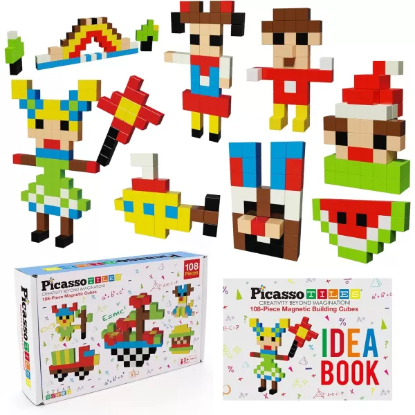 PicassoTiles 108pc Magnetic Puzzle Cube  Toys Carrying Case 1 Pixel Mix amp Match Cubes wFree Idea Book Sensory Toys Magnetic Tiles Construction Block Travel Bag Waterproof Storage Organizer BoxPicassoTiles 108pc Magnetic Puzzle Cube  Toys Carrying Case 1 Pixel Mix amp Match Cubes wFree Idea Book Sensory Toys Magnetic Tiles Construction Block Travel Bag Waterproof Storage Organizer Box