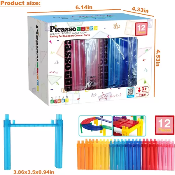 PicassoTiles 12 Piece Support Column Expansion Supporting Pack for Magnetic Race CarTrack Magnet Tile Building Block Construction Kit Education Toy Boys Girls STEM Puzzle Toy Kids Boy Girl Toddler 3PicassoTiles 12 Piece Support Column Expansion Supporting Pack for Magnetic Race CarTrack Magnet Tile Building Block Construction Kit Education Toy Boys Girls STEM Puzzle Toy Kids Boy Girl Toddler 3