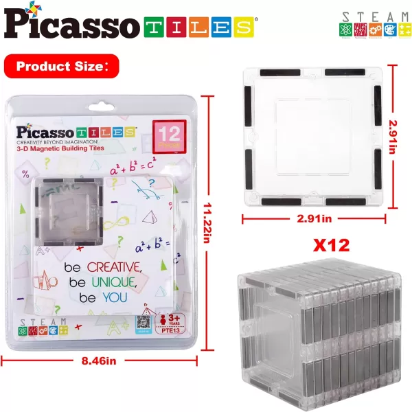 PicassoTiles 12 Pieces Clear Transparent Magnetic Building Tiles Blocks Expansion Construction Set Magnets STEM Learning Kit Educational Toys Preschool Toddler Children Boys and Girls Ages 3 YearsPicassoTiles 12 Pieces Clear Transparent Magnetic Building Tiles Blocks Expansion Construction Set Magnets STEM Learning Kit Educational Toys Preschool Toddler Children Boys and Girls Ages 3 Years