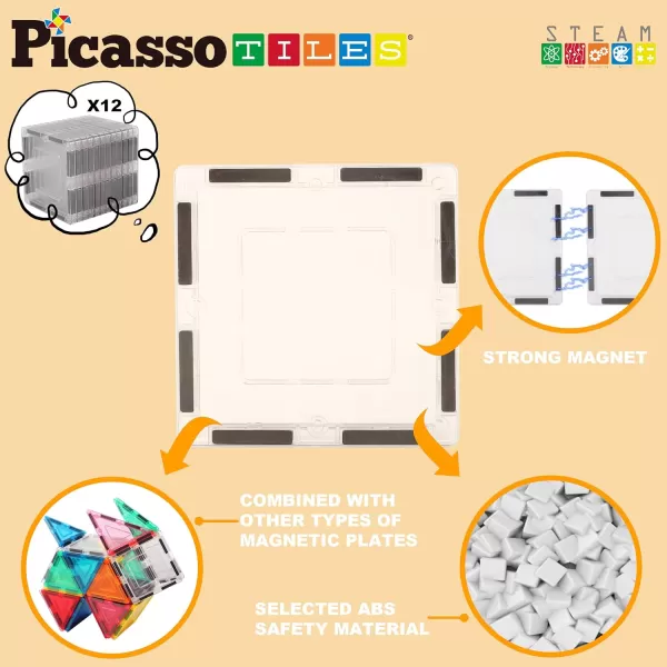 PicassoTiles 12 Pieces Clear Transparent Magnetic Building Tiles Blocks Expansion Construction Set Magnets STEM Learning Kit Educational Toys Preschool Toddler Children Boys and Girls Ages 3 YearsPicassoTiles 12 Pieces Clear Transparent Magnetic Building Tiles Blocks Expansion Construction Set Magnets STEM Learning Kit Educational Toys Preschool Toddler Children Boys and Girls Ages 3 Years