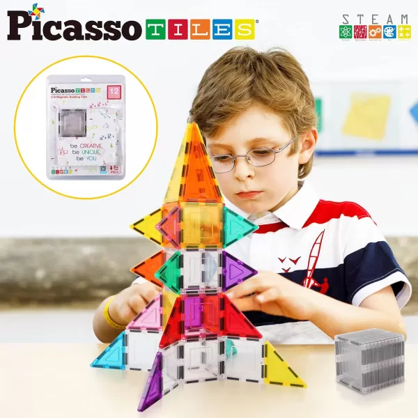 PicassoTiles 12 Pieces Clear Transparent Magnetic Building Tiles Blocks Expansion Construction Set Magnets STEM Learning Kit Educational Toys Preschool Toddler Children Boys and Girls Ages 3 YearsPicassoTiles 12 Pieces Clear Transparent Magnetic Building Tiles Blocks Expansion Construction Set Magnets STEM Learning Kit Educational Toys Preschool Toddler Children Boys and Girls Ages 3 Years