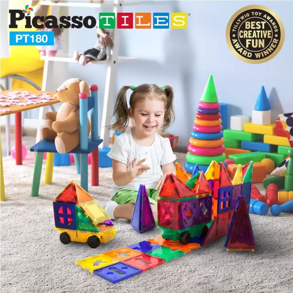 PicassoTiles 180PC Deluxe Magnetic Tiles  Idea Book with Over 150 Ideas STEAM Learning amp Educational Sensory Playset for Preschool and Kindergarten Kids Ages 3 The Ultimate Educational ToyPicassoTiles 180PC Deluxe Magnetic Tiles  Idea Book with Over 150 Ideas STEAM Learning amp Educational Sensory Playset for Preschool and Kindergarten Kids Ages 3 The Ultimate Educational Toy