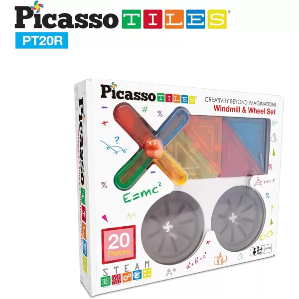 PicassoTiles 20 Piece Magnetic Building Blocks with Detachable Wheels and Windmill Clickin Inserts Magnet Construction Toy Car Set STEM Learning Kit Educational Playset Child Brain Development PT20RPicassoTiles 20 Piece Magnetic Building Blocks with Detachable Wheels and Windmill Clickin Inserts Magnet Construction Toy Car Set STEM Learning Kit Educational Playset Child Brain Development PT20R