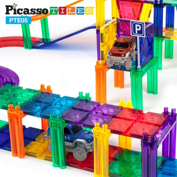PicassoTiles 2pc Race Track Truck Cars  105pc Engineering Construction Set Swift Highly Detailed Cars Accessories Package Work with Magnetic Race Track wIdeaBook Power Drill Clickable RatchetPicassoTiles 2pc Race Track Truck Cars  105pc Engineering Construction Set Swift Highly Detailed Cars Accessories Package Work with Magnetic Race Track wIdeaBook Power Drill Clickable Ratchet