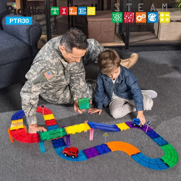 PicassoTiles 30 Piece Race Car Track  12pcs Magnetic Brick Tiles Magnet DIY Playset 2 Race Car Trucks STEM Toys Motor Skill Socket Spikes Accessory Creative Imaginative Learning Kit Stacking SetPicassoTiles 30 Piece Race Car Track  12pcs Magnetic Brick Tiles Magnet DIY Playset 2 Race Car Trucks STEM Toys Motor Skill Socket Spikes Accessory Creative Imaginative Learning Kit Stacking Set