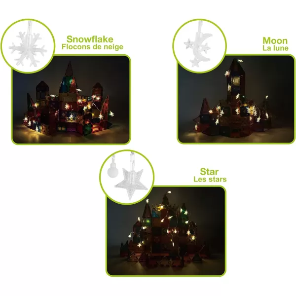 PicassoTiles 4 Piece Magnetic Building Block Large Square Shape Magnet Tiles Construction Toy STEM Learning Kit Educational Playset Playboard Pretend Play Stacking Blocks Child Brain Development PTE093Pc LED String Lights