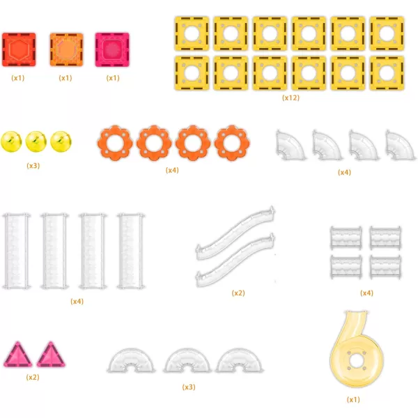 PicassoTiles 40pc Mini Diamond Series Magnetic Tile Race Track Set LED Car Travel Size Magnet Block Toy Set Magnetized Building Fine Motor Skill STEM Education Learning Development Kit Ages 3 PTMR4045pc Marble Run