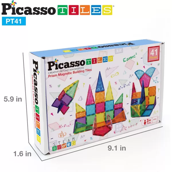 PicassoTiles 41 Piece Magnetic Tiles Building Block Construction Toy Set Prism Magnet Tile Blocks STEM STEAM Learning Kit Early Education Builder Playset Toys for Children Toddler Boy Girl Age 3 PT41PicassoTiles 41 Piece Magnetic Tiles Building Block Construction Toy Set Prism Magnet Tile Blocks STEM STEAM Learning Kit Early Education Builder Playset Toys for Children Toddler Boy Girl Age 3 PT41