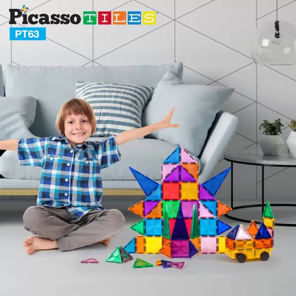 PicassoTiles 63pc Diamond Magnet Tile  4 Family Action Figures Magnetic Building Block Construction Toy Set with Car Truck Magnet Expansion Pack Educational Addon STEM Learning Kit Pretend PlaysetPicassoTiles 63pc Diamond Magnet Tile  4 Family Action Figures Magnetic Building Block Construction Toy Set with Car Truck Magnet Expansion Pack Educational Addon STEM Learning Kit Pretend Playset