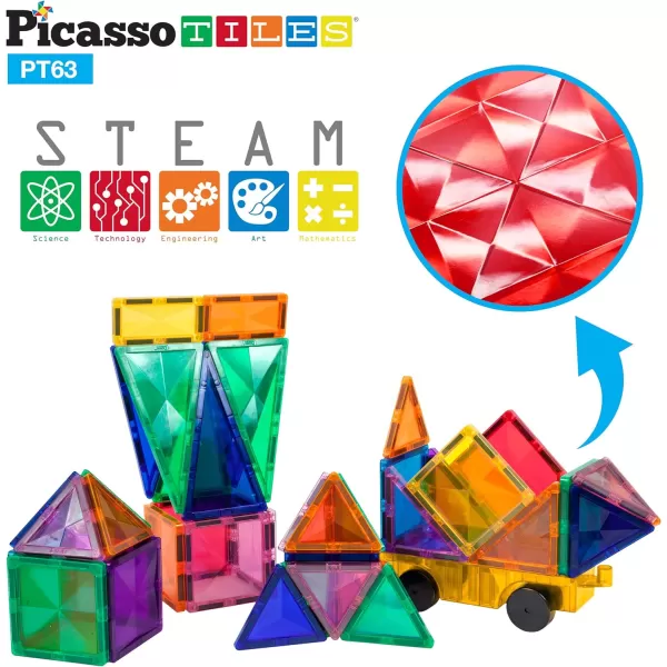 PicassoTiles 63pc Diamond Magnet Tile  4 Family Action Figures Magnetic Building Block Construction Toy Set with Car Truck Magnet Expansion Pack Educational Addon STEM Learning Kit Pretend PlaysetPicassoTiles 63pc Diamond Magnet Tile  4 Family Action Figures Magnetic Building Block Construction Toy Set with Car Truck Magnet Expansion Pack Educational Addon STEM Learning Kit Pretend Playset