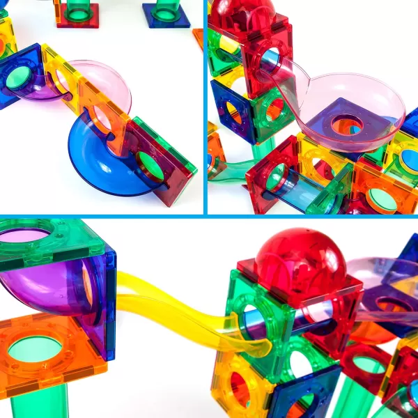 PicassoTiles 70 PCs Marble Run Maze Race Track Magnetic Tiles Magnet Building Block Educational Construction Toy Playset STEM Learning Kit Child Brain Development Hand Eye Coordination Training PTG70PTG70